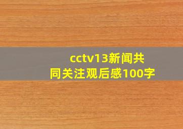 cctv13新闻共同关注观后感100字