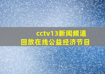 cctv13新闻频道回放在线公益经济节目