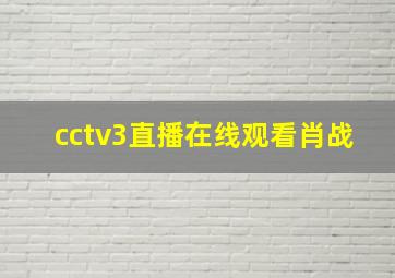 cctv3直播在线观看肖战