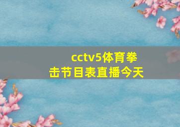 cctv5体育拳击节目表直播今天