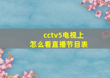 cctv5电视上怎么看直播节目表