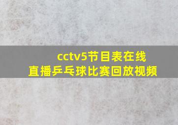 cctv5节目表在线直播乒乓球比赛回放视频