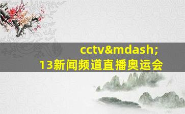 cctv—13新闻频道直播奥运会