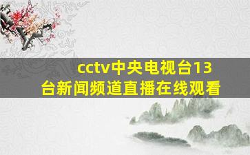 cctv中央电视台13台新闻频道直播在线观看