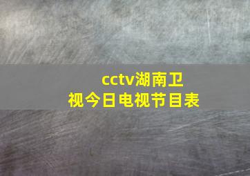 cctv湖南卫视今日电视节目表