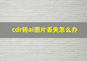 cdr转ai图片丢失怎么办