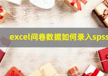 excel问卷数据如何录入spss