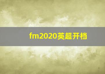 fm2020英超开档