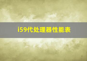 i59代处理器性能表