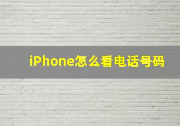 iPhone怎么看电话号码