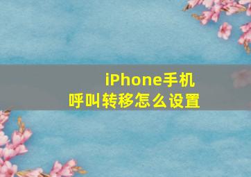 iPhone手机呼叫转移怎么设置