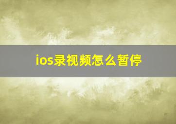 ios录视频怎么暂停