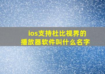 ios支持杜比视界的播放器软件叫什么名字