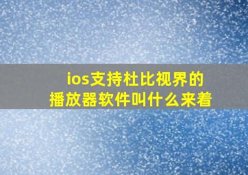 ios支持杜比视界的播放器软件叫什么来着