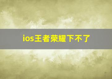 ios王者荣耀下不了