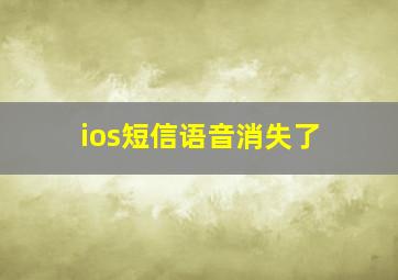 ios短信语音消失了