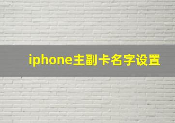 iphone主副卡名字设置