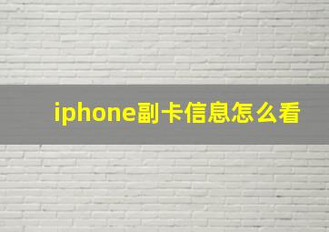 iphone副卡信息怎么看