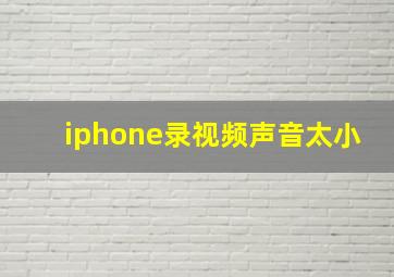 iphone录视频声音太小