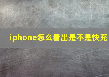 iphone怎么看出是不是快充