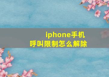 iphone手机呼叫限制怎么解除