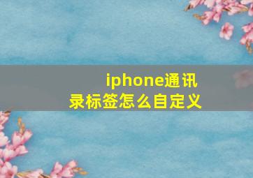 iphone通讯录标签怎么自定义