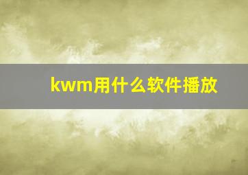 kwm用什么软件播放