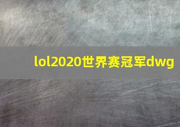 lol2020世界赛冠军dwg