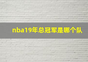 nba19年总冠军是哪个队