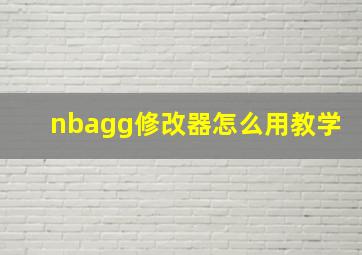 nbagg修改器怎么用教学