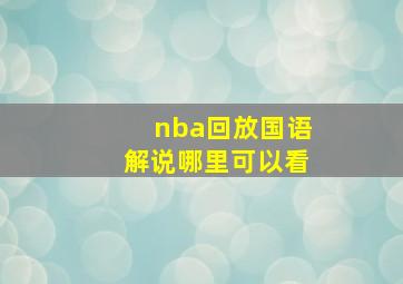 nba回放国语解说哪里可以看