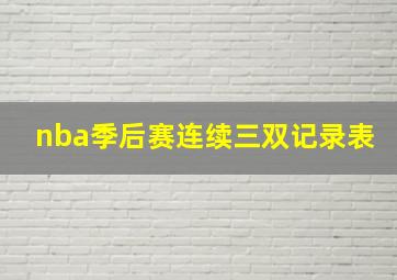 nba季后赛连续三双记录表