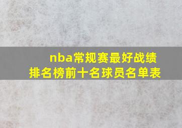 nba常规赛最好战绩排名榜前十名球员名单表