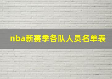 nba新赛季各队人员名单表