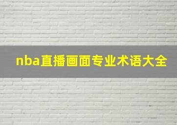 nba直播画面专业术语大全