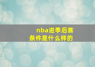 nba进季后赛条件是什么样的