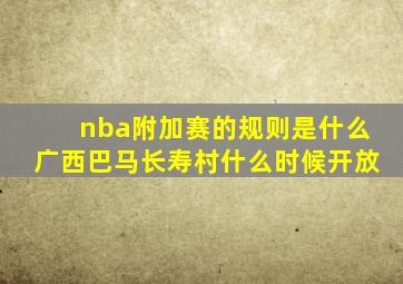 nba附加赛的规则是什么广西巴马长寿村什么时候开放