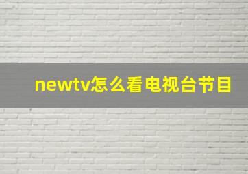 newtv怎么看电视台节目