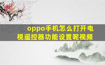 oppo手机怎么打开电视遥控器功能设置呢视频