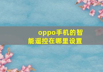 oppo手机的智能遥控在哪里设置