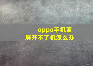 oppo手机蓝屏开不了机怎么办