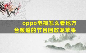 oppo电视怎么看地方台频道的节目回放呢苹果