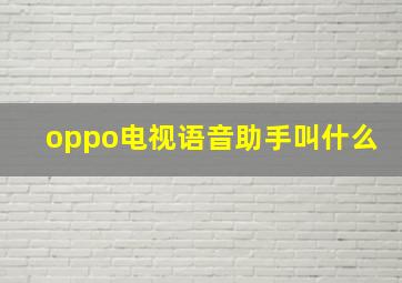 oppo电视语音助手叫什么