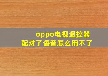 oppo电视遥控器配对了语音怎么用不了