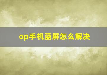 op手机蓝屏怎么解决