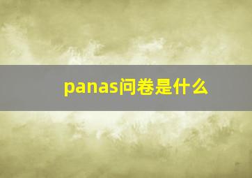 panas问卷是什么