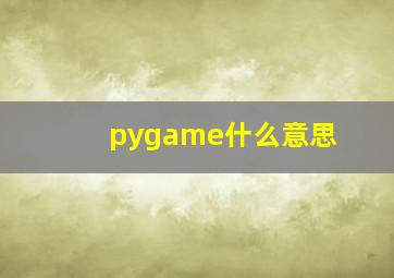 pygame什么意思