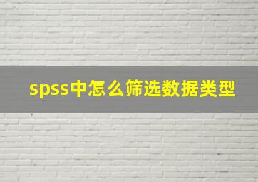 spss中怎么筛选数据类型