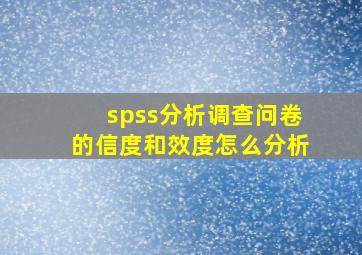 spss分析调查问卷的信度和效度怎么分析