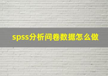 spss分析问卷数据怎么做